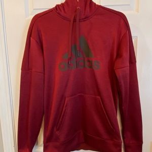 Adidas Red and Black Hooded Sweatshirt  EUC